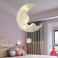 BTH21939-UNI Suspension Décorative Lune et Étoiles Lustre Lampe Aluminium pour Chambre Bébé Enfant-1