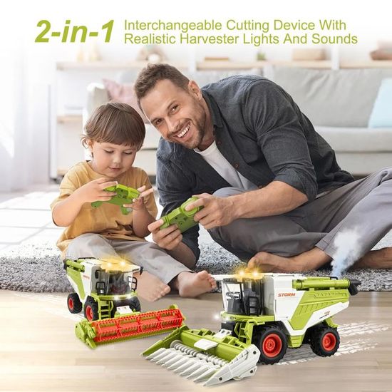 Moissonneuse-batteuse RC Enfant – Tracteur Fermier Avec Sons, Lumière Et Pulvérisation D'eau !