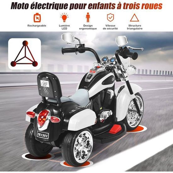 DREAMADE Moto Électrique pour Enfants 3+ Ans Charge Max. 30KG 6V 3km/h avec 3 Roues, Phare et Klaxon, Véhicule Tricycle Rechargeable (Rose DREAMADE Moto Électrique pour Enfants 3+ Ans Charge Max. 30KG 6V 3km/h avec 3 Roues, Phare et Klaxon, Véhicule Tricycle Rechargeable (Rose