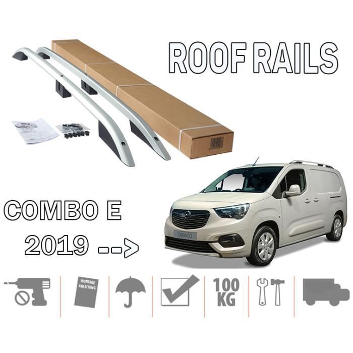 Barres de toit pour Opel Combo E 2019> court longitudinales alu + pieds  plastique noir