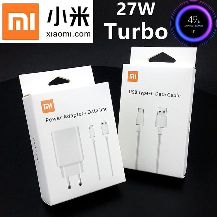 Chargeurs,Xiaomi mi 10 9 chargeur rapide adaptateur secteur 27W Turbo charge  rapide usb Type c câble - Type New 27w Charger Set - Cdiscount Téléphonie