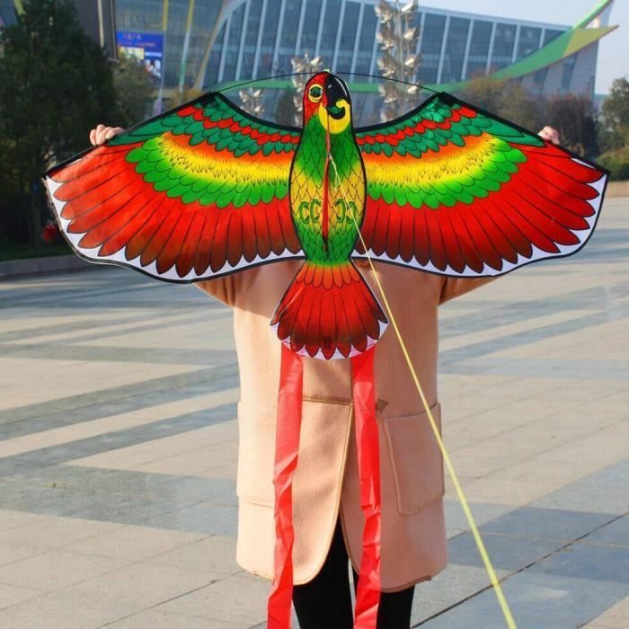 Cerf-volant Perroquet 3D Ejoyous – 140×78 Cm, Queue En Spirale, 100 M De Fil – Facile, Débutant, Enfant Et Adulte