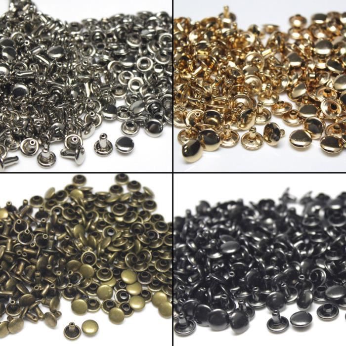 Lots Rivets Rivets,Double capuchon métallique Rivets 100 lots, Rivet rond pour cuir ...