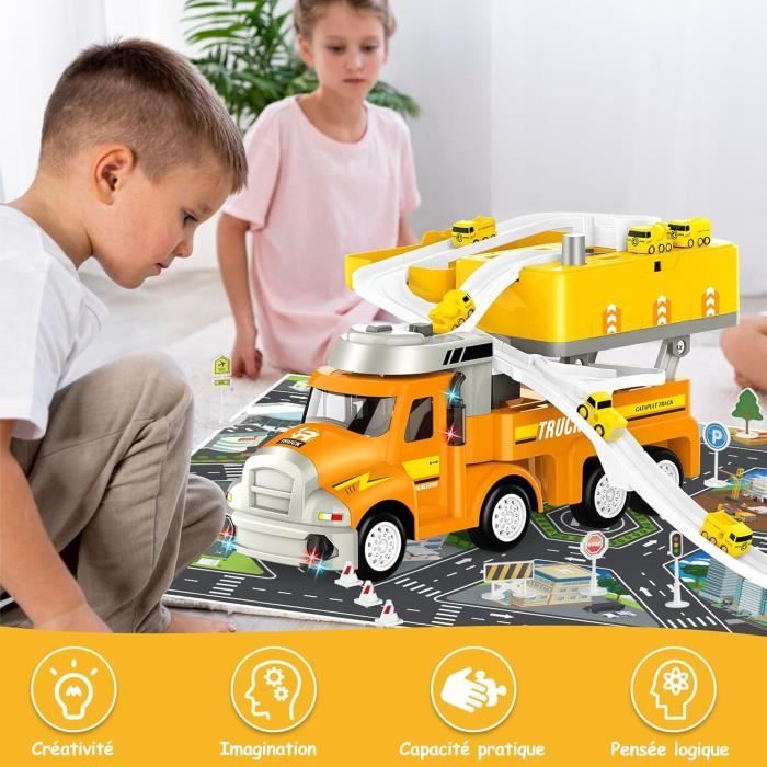 KanCai Véhicules De Construction à Démonter – Set De 4 Engins (pelle, Chargeur, Bulldozer, Mélangeur) – Jouet éducatif Dès 3 Ans