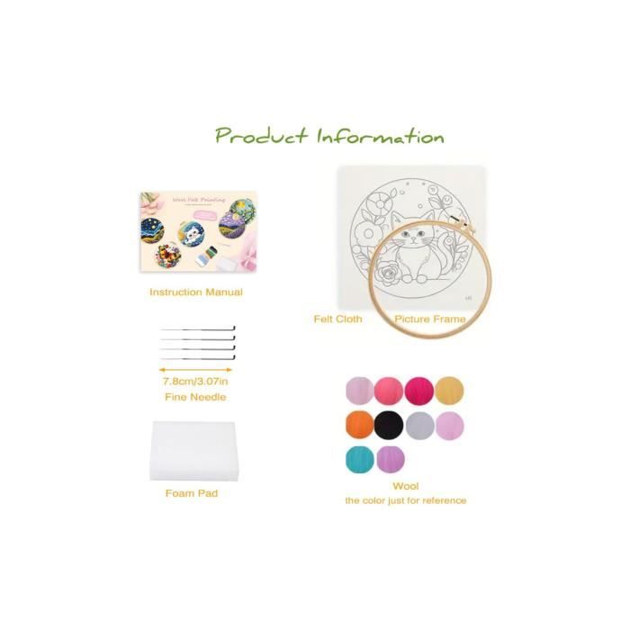 Kit de démarrage pour feutrage à l'aiguille, 64 pièces, mèches de laine, travaux manuels - France Kit de démarrage pour feutrage à l'aiguille, 64 pièces, mèches de laine, travaux manuels - France