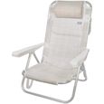 Chaise basse pliante Beige avec coussin,108x60x82 cm,Aluminium/Textilène,-2