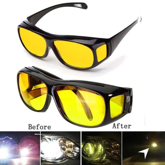 BAQI 2pcs Lunettes Soleil Vision nocturne Anti-éblouissement Nuit Vue  Conduite HD