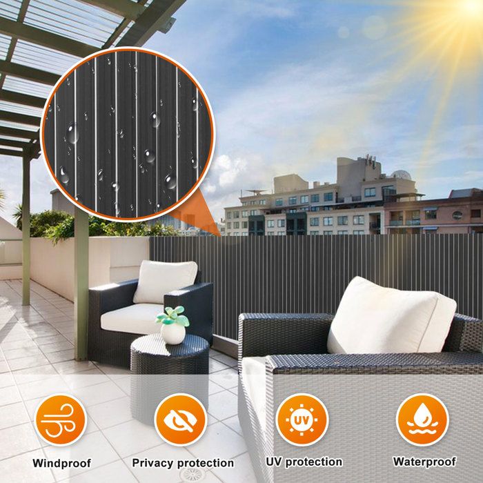 Brise-vue PVC Hebitod 90x500 Cm - Triple Renfort - Anthracite - Balcon Jardin