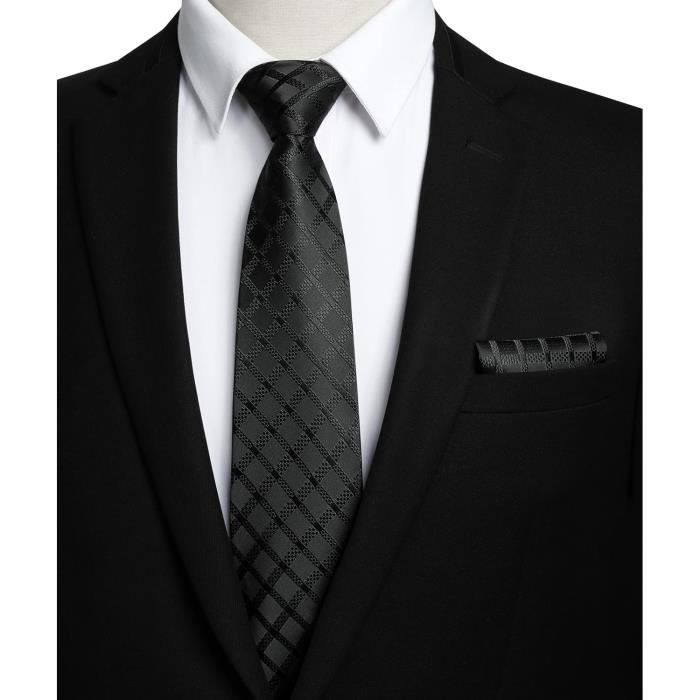 Lot De 2 Cravates à Clip (Noir Et Rouge) - Cravate Prémontée Polyester Mat 50.5cm - Formelle & Décontractée
