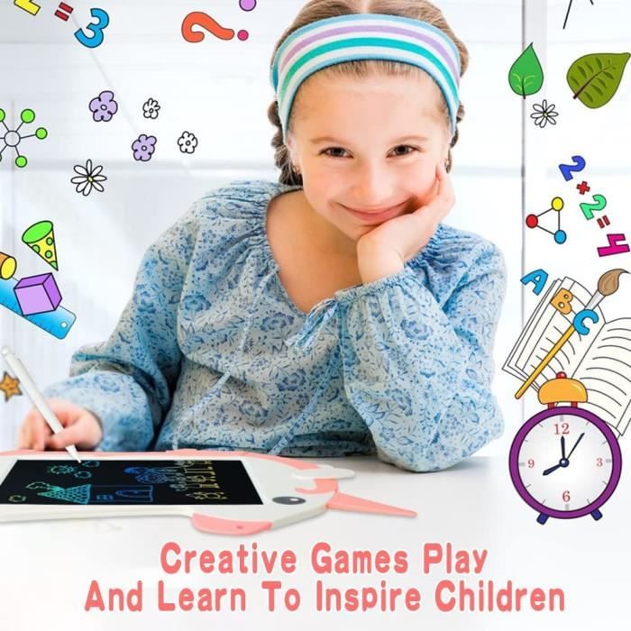 Licorne Jouet Fille Enfant Cadeau - Educative Jeux Jouet Cadeau Fille  Enfant 1 2 3 4 5 + Ans Creatif, Ardoise Magique Tableau Magnetique LCD  Tablette
