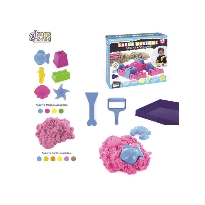 Sable Magique Genio Kids - 5 Couleurs, 750 G, 5 Moules, Dans Seaux Réutilisables - Jouet Créatif Pour Enfants 3 Ans+ - 12
