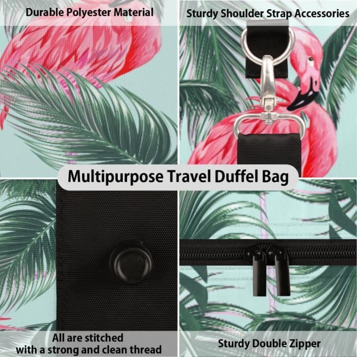 Sac Fourre-tout De Voyage – Motif Tropical Flamant Rose – Grand – Neuf Avec étiquettes