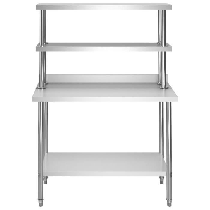 Table De Travail Inox ECO 0 M - Avec étagère Et Rebord Relevé | GGM