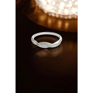 Bague En Argent 925 Entrelacée Avec Brillants - Taille 55, Occasion Bon état