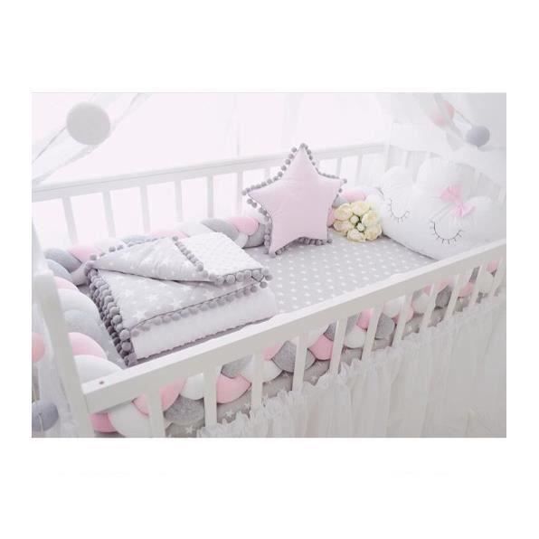 Tour de lit bébé 4m Tresse Garcon Fille Douce avec Cordon Maintenir la  Tresse-Rose - Cdiscount Puériculture & Eveil bébé