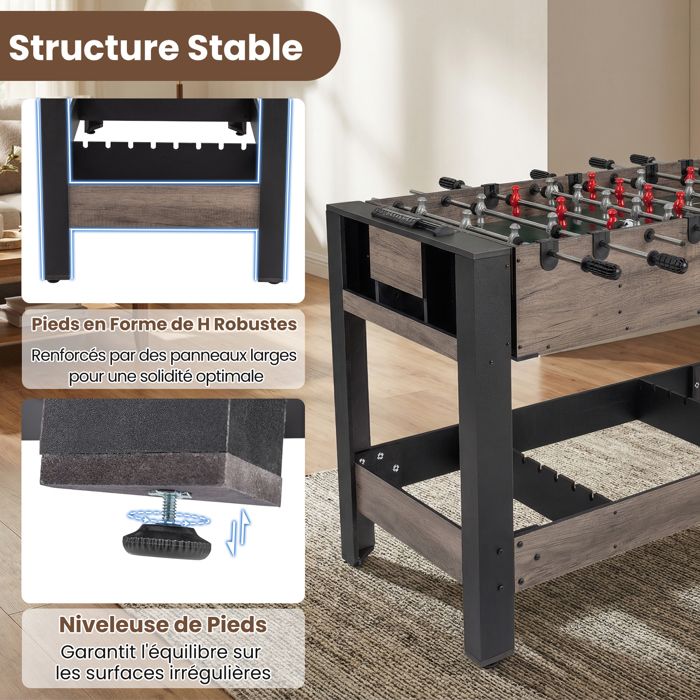 Costway 2 en 1 baby-foot pivotante, table multijeux avec 28 joueurs, queues, balles, marqueur Costway 2 en 1 baby-foot pivotante, table multijeux avec 28 joueurs, queues, balles, marqueur