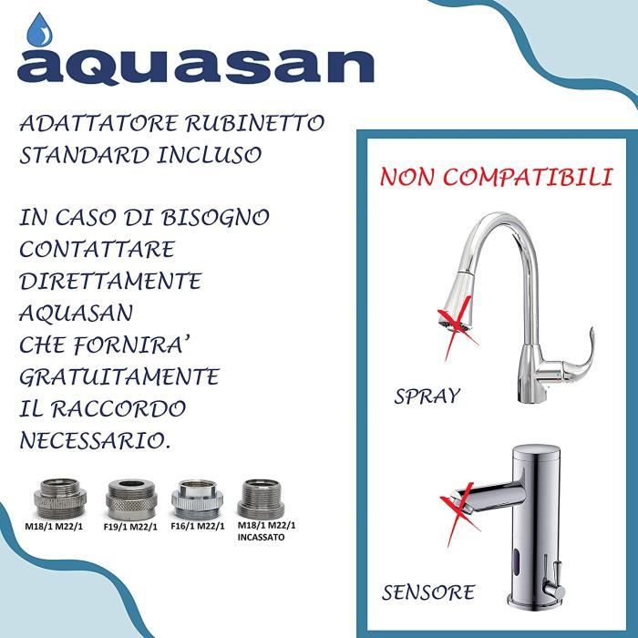 Aquasan Compact Aquacompact Filtre de Robinet Anti-calcaire avec 5  Cartouches Kit Spécial 5000 Litres Couleur Noir