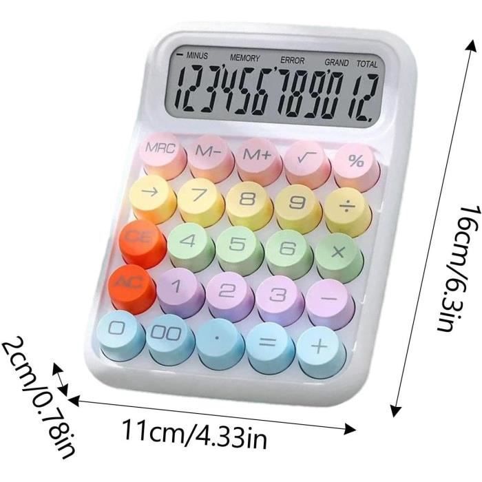 Calculatrice 12 Chiffres Colorée Pour Filles – Portable, Silencieuse, écran Large, Parfaite Pour école, Bureau Ou Maison - 7