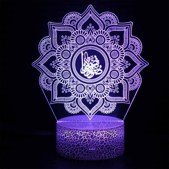 Lampe Ramadan, Lampe LED Ramadan en Bois Décorative en Forme de Lune avec  Lumière 3D Décoration