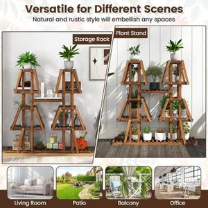 Étagère à Fleurs En Pyramide – 3 étagères En Pin Non Traité – Pour Intérieur Et Extérieur – Montage Par Vissage – Décoration Salon/terrasse