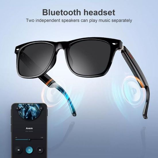 Lunettes Intelligentes Bluetooth V5.0 Audio Directionnel – Écoute Musique & Appels HD, Anti-Bruit CVC6.0, Protection Yeux