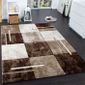 Tapis De Créateur Aux Contours Découpés à Carreaux En Marron Beige