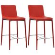 #65701 Lot de 2 Tabourets de bar - Style Scandinave - Chaise de bar Tabouret de salon Rouge Similicuir Meuble©-0