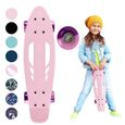 QKIDS GALAXY Skateboard - Roues en polyuréthane 6 cm - ABEC-7 - De 3 ans à 50 kg - rose-0