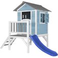 Maison de jeux en bois AXI Beach Lodge XL avec toboggan en bleu-0