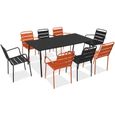 Salon de jardin en métal 1 table et 8 fauteuils - Acier - Palavas - Orange-0