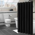 VGEBY accessoire de salle de bain Tissu ménager rideau de douche imperméable salle de bain rideau de bain avec crochets noir-0