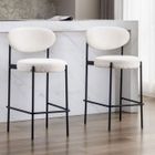 WAHSON OFFICE CHAIRS Wahson Lot de 2 Chaise de Bar en Peluche, Tabouret de Bar Rembourré avec Pieds en Métal, Chaise Haute Confortable et Moderne, Blanc