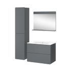Ensemble de meubles de salle de bain Izan, 4 pièces avec armoire haute, Gris, Vicco