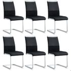 NALOOKAMIC Lot de 6 Chaises de Salle à Manger ou Cuisine avec Assise Rembourrée et Piétement Chromé,Dossier en Similicuir PU,Noir