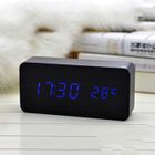 SERDA-RUN Sound Control LED Alarm Clock Bois Digital Température Semaine Calendrier d'affichage pour la maison bleue