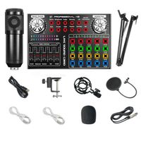 Microphone,Kit de Microphone studio à condensateur bm 800, carte son H9, karaoké, pour PC, téléphone, chant, jeu - H9-BM800-Black