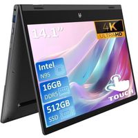PC Portable Auusda -14.1'' FHD-360 ° 4K UHD 2 en 1 écran tactile- Intel N95 Yoga  - RAM 16Go - 512Go SSD-Windows 11 - Gris