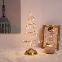 Golden Warm -Arbre de noël en cristal, décorations pour la maison, veilleuse Led, décor de Table, cadeau de noël, nouvel an, 2021