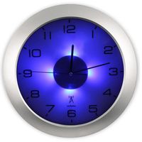 FISHTEC Horloge Murale Lumineuse - 4 LED Bleu - Détecteur d'Obscurité - Ø 30 cm
