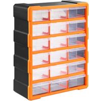 Organiseur 18 tiroirs Boîte de rangement extensible avec étiquettes Casier à vis outils petites pièces Maison atelier
