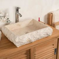 Vasque à poser rectangle en marbre - WANDA COLLECTION - Naples crème - 50x40xH.12,5 cm