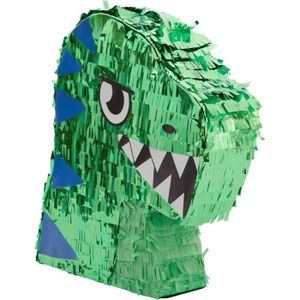 Piñata Petite piñata dinosaure T-Rex pour enfants, décorations de fête d'anniversaire, feuille d'aluminium verte (28 x 33 x 7,6 cm) [106]