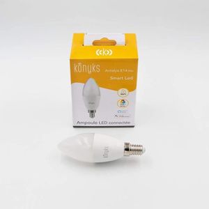 AMPOULE INTELLIGENTE AMPOULE INTELLIGENTE Ampoule connectée Antalya Easy E14- LED WiFI + Bluetooth , 350 Lumens, Couleurs + Blanc réglable, compatible