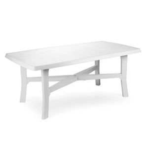 TABLE DE JARDIN  Table d'extérieur rectangulaire - DMORA - 180x100x72 cm - Blanc - Polypropylène - Résine