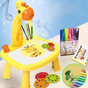 TABLE A DESSIN Dessin - Graphisme,Table de dessin pour enfants,projecteur LED,Table de peinture,bureau,apprentissage éducatif - Type Yellow