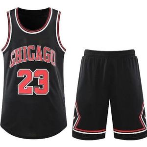 MAILLOT DE BASKET-BALL 2 Pièces Maillot Basketball Enfant/Adulte 2023,Maillot sans Manches + Pantalon Court Enfants/Adulte - C-23-noir