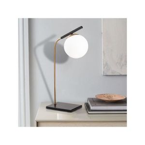 LAMPE A POSER Lampe à poser Art Déco en métal et globe en verre YILDIZ - L. 25 x H. 55 cm - Noir