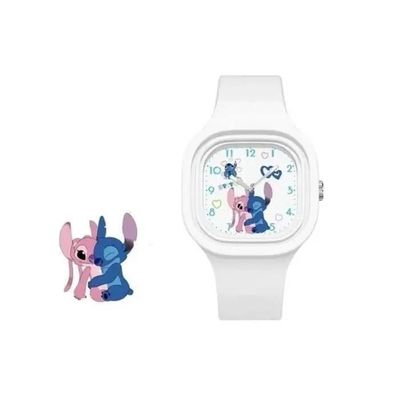 Montre enfant Disney Lilo & Stitch - Cadran blanc, bracelet silicone sport (mixte)