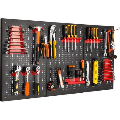 Support mural pour outils électriques, 2 paquets, panneau perforé robuste, ensemble d'outils de rangement mural, perceuse, tournevis, support de rangement pour atelier/Garage