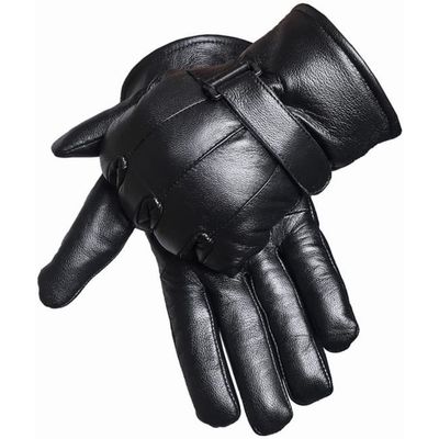 Gants Homme Cuir Noir Doublure Polaire Douce - Compatibles écran Tactile, Neufs